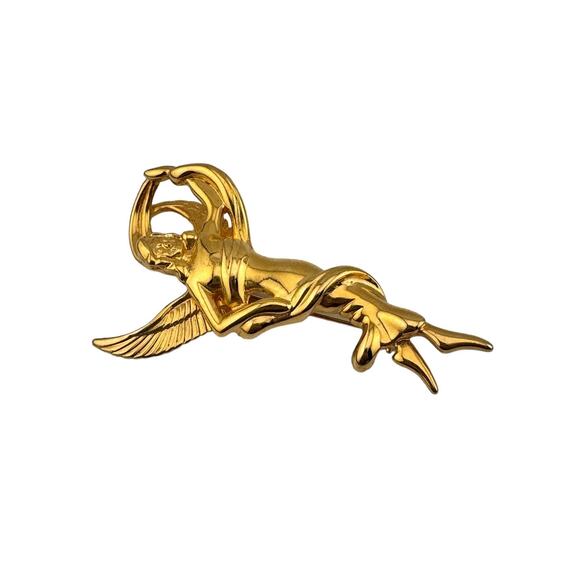 Vintage Lady Remington Figural Gold Tone Angel Brooch - Signed LR Rare - Picture 2 of 8
